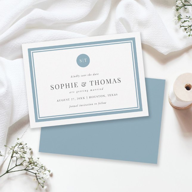 Editable Colour Classic Monogram Save the Date Invitation (Creator Uploaded)