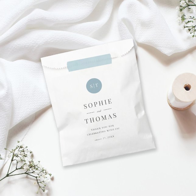 Editable Colour Classic Round Monogram Wedding  Favour Bag (Creator Uploaded)