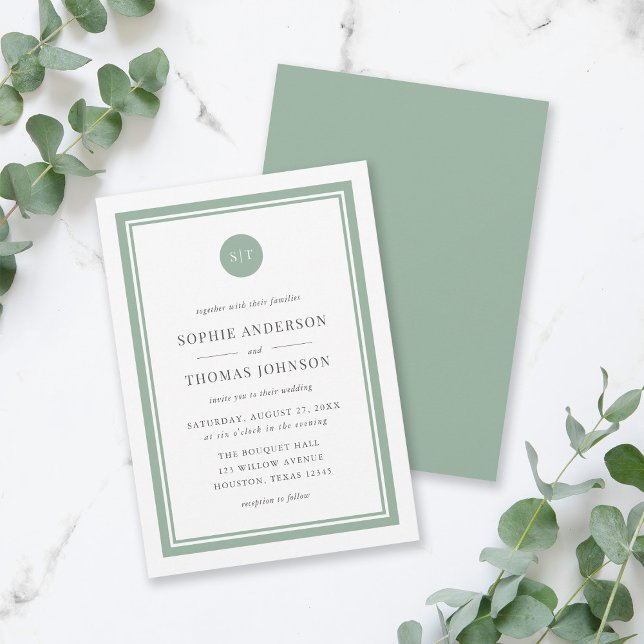 Editable Colour Classic Round Monogram Wedding Invitation (Creator Uploaded)