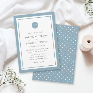 Editable Colour Classic Round Monogram Wedding Invitation