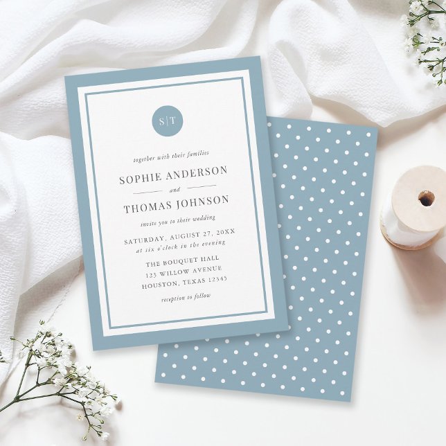 Editable Colour Classic Round Monogram Wedding Invitation (Creator Uploaded)