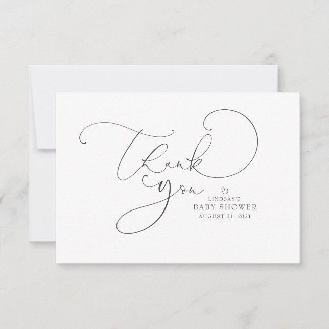 Editable Colour Cute Script Baby Shower Thank You (Front)