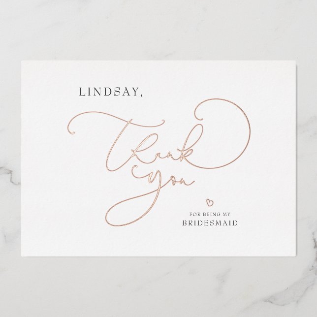 Editable Colour Cute Script Bridesmaid Thank You (Front)