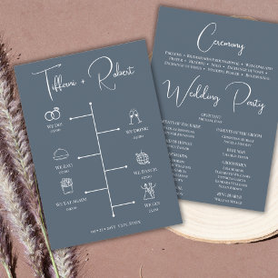 Editable Colour Dusty Blue Wedding Timeline Program