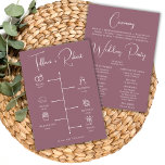 Editable Colour Dusty Pink Wedding Timeline Program<br><div class="desc">Embark on a journey of love with our Editable Colour Dusty Pink Wedding Timeline Program! Personalize this contemporary program with the soft and romantic hues of dusty pink, symbolizing love, tenderness, and affection. From the heartfelt exchange of vows to the cherished moments, this program guides your guests through each step...</div>