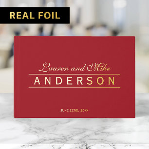 Editable Colour Elegant Lines Couple Name Wedding Guest Book