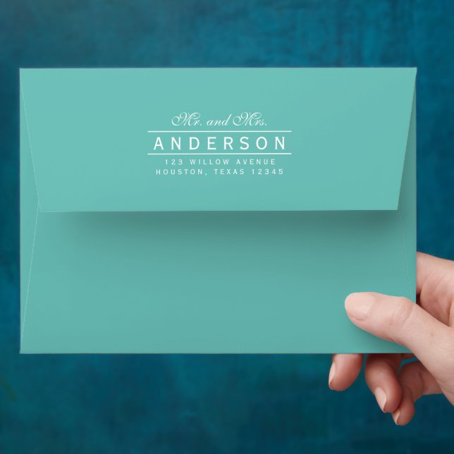 Editable Colour Elegant Mr and Mrs Return Address Envelope (Hand)
