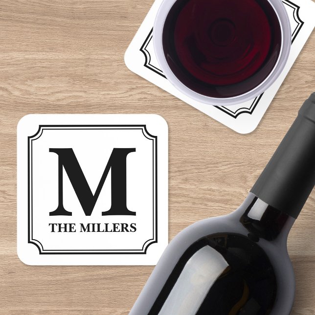 Editable Colour Family Name / Bar / Diner Monogram Coaster (Creator Uploaded)