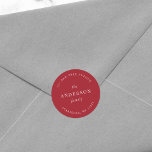 Editable Colour Family Name Return Address Modern Classic Round Sticker<br><div class="desc">Editable Colour Family Name Return Address Modern Classic Round Sticker with text in white against an editable background colour; to change it from black to a colour of your choice, click the customize button. Personalize it by replacing the placeholder text. For more options such as to change the font, it's...</div>