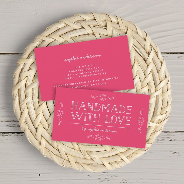 Editable Colour Flourishes Handmade With Love Business Card (Creator Uploaded)
