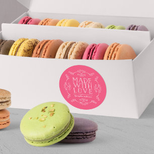 Editable Colour Flourishes Made With Love Classic Round Sticker