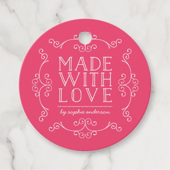 Editable Colour Flourishes Made With Love Tag (Front)
