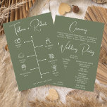 Editable Colour Green Wedding Ceremony Program<br><div class="desc">Embark on a journey of love and nature with our Modern Editable Colour Green Wedding Ceremony Timeline Program! Personalize this contemporary program with a touch of green, symbolizing growth and new beginnings. From the first step down the aisle to the exchange of vows, this program guides your guests through each...</div>