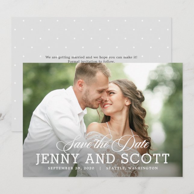 Editable Colour Happy Ending Wedding Save The Date Invitation (Front/Back)