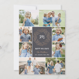 Editable Colour Holiday Wreath Collage Photo Card
