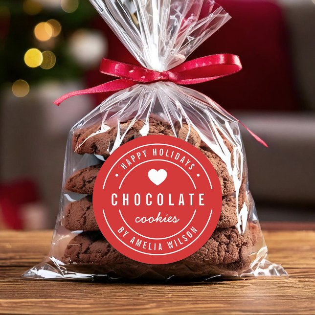 EDITABLE Colour Homemade Goods Happy Holidays Classic Round Sticker (Creator Uploaded)