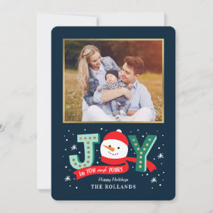 EDITABLE Colour Joyful Snowman Holiday Photo Card