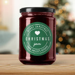EDITABLE Colour Kitchen Merry Christmas Jam Classic Round Sticker<br><div class="desc">Round Modern Bold "Merry Christmas Jam" sticker featuring a heart and double border in white against a background colour that is editable (click customize and change background colour). It's perfect for labelling what you've made. Personalize it by replacing the placeholder text. For more options such as to change the background...</div>