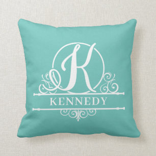 Editable Colour Letter K Split Monogram Throw Pillow