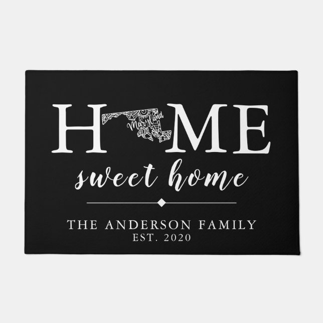 Editable Colour MARYLAND Personalized State Doormat (Front)