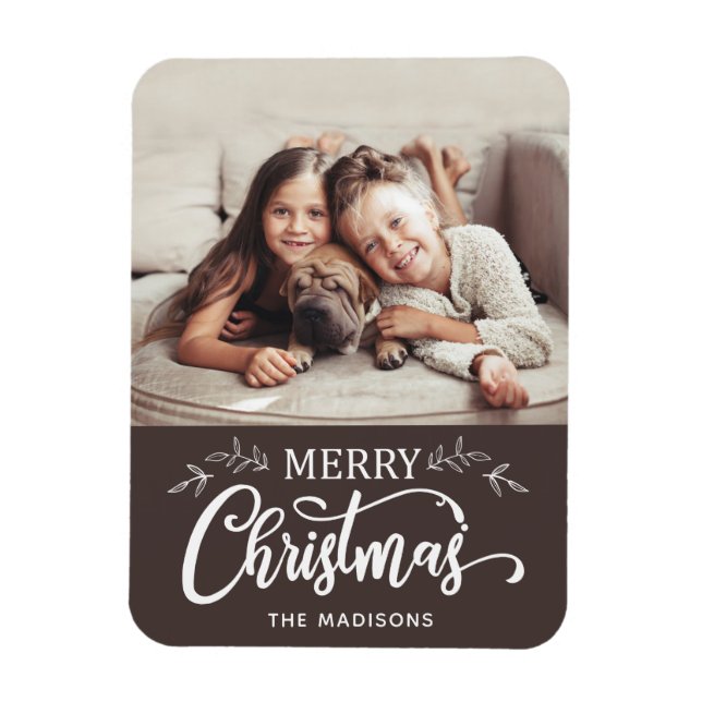 Editable Colour Merry Christmas Photo Magnet (Vertical)