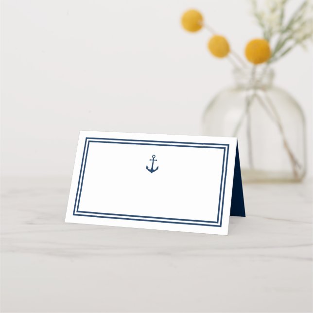 Editable Colour Modern Classic Anchor Place Card (Front)