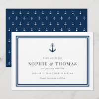 Editable Colour Modern Classic Anchor Save the Dat