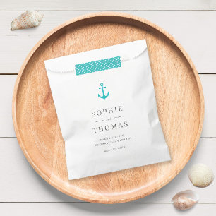 Editable Colour Modern Classic Anchor Wedding  Favour Bag