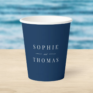 Editable Colour Modern Classic Couple Names Paper Cups