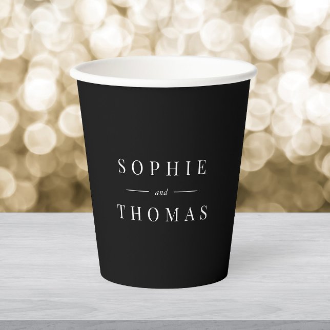 Editable Colour Modern Classic Couple Names Paper Cups (Creator Uploaded)