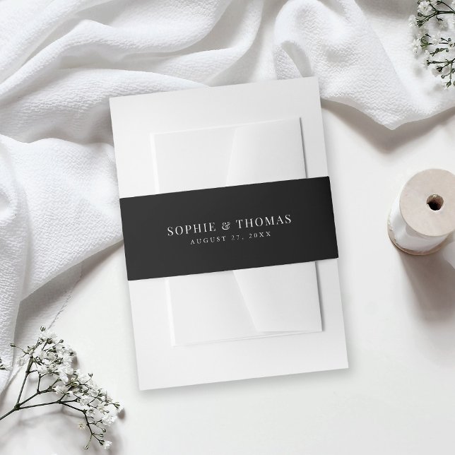 Editable Colour Modern Classic Wedding Invitation Belly Band (Creator Uploaded)