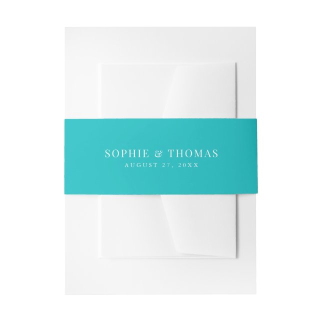Editable Colour Modern Classic Wedding Invitation Belly Band (Front Example)