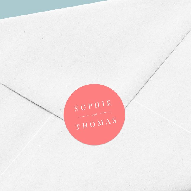 Editable Colour Modern Classic Wedding Round Sticker (Creator Uploaded)