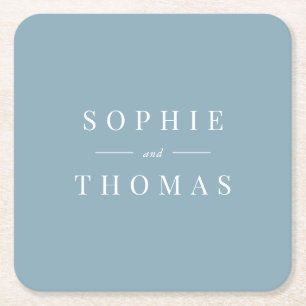 Editable Colour Modern Classic Wedding Square Paper Coaster