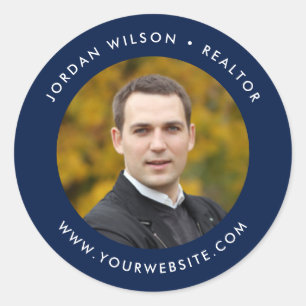 Editable Colour Modern Round Add Your Photo Classic Round Sticker