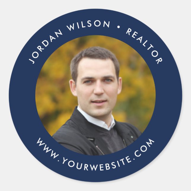 Editable Colour Modern Round Add Your Photo Classic Round Sticker (Front)