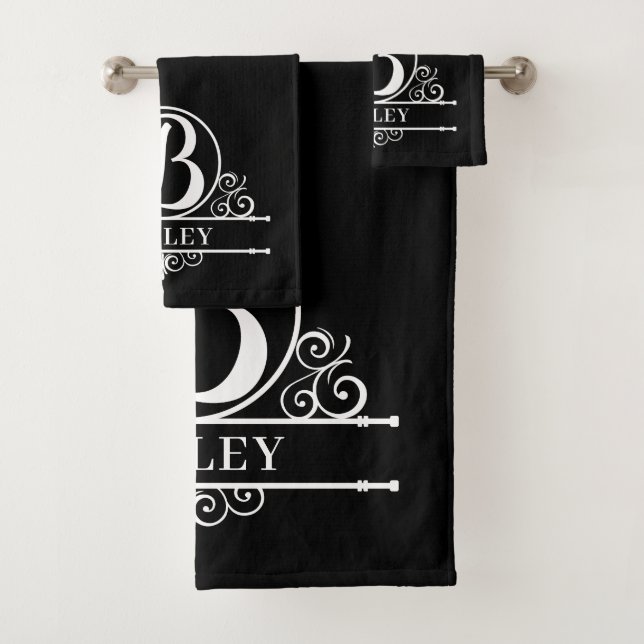 Editable Colour Monogram B Bath Towel Set (Insitu)