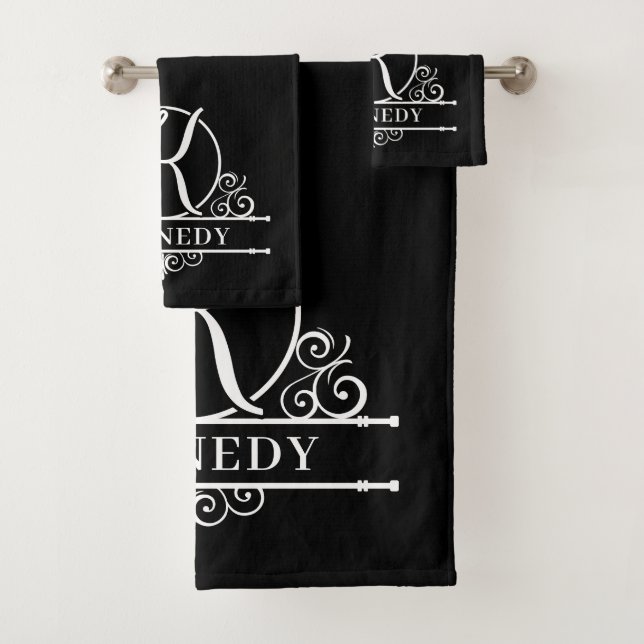 Editable Colour Monogram K Bath Towel Set (Insitu)
