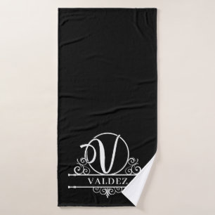 Editable Colour Monogram V Bath Towel Set