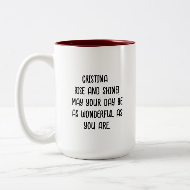 Editable Colour & Name Typography Script  Write Two-Tone Coffee Mug (Left)