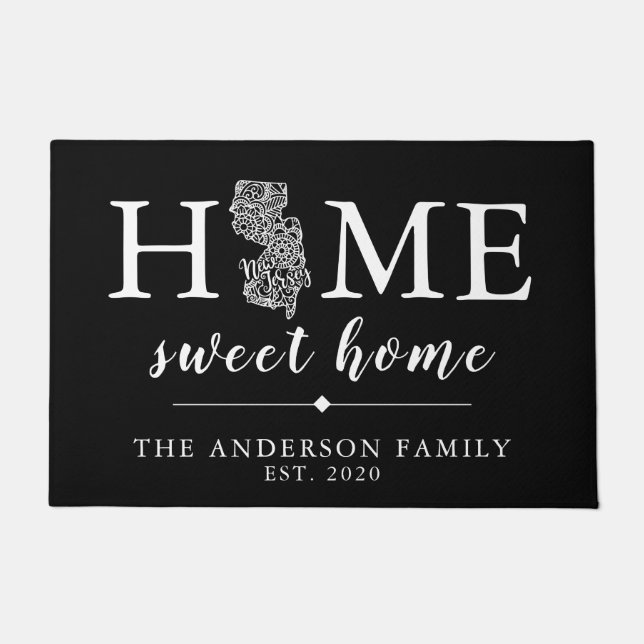 Editable Colour NEW JERSEY Personalized State Doormat (Front)