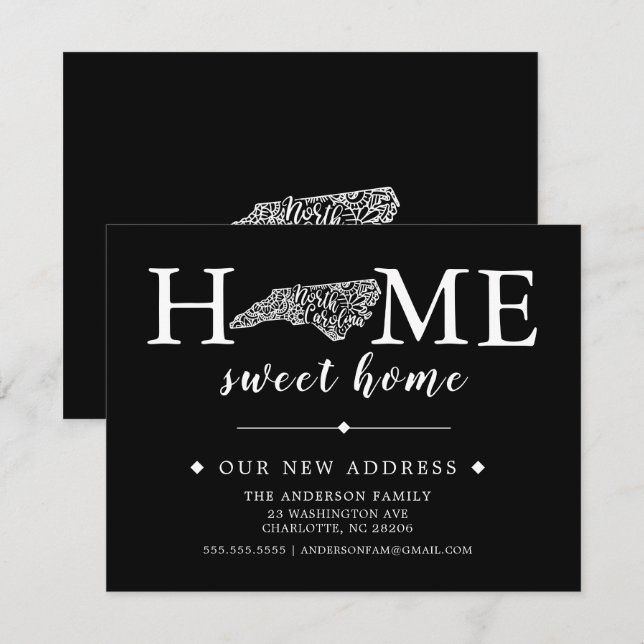 Editable Colour NORTH CAROLINA Moving Announcement (Front/Back)