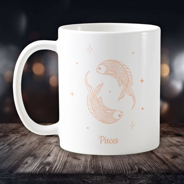Editable Colour Peach Pisces Zodiac Sign Coffee Mug (Creator Uploaded)