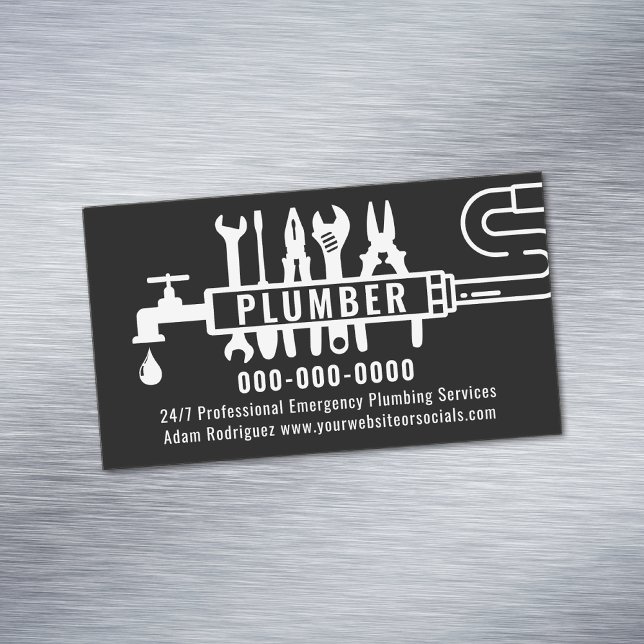 Editable Colour Plumber Business Magnetic Card (Creator Uploaded)
