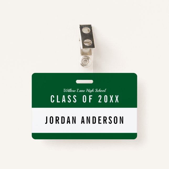 Editable Colour School Class Reunion Name Badge (Front with Clip)