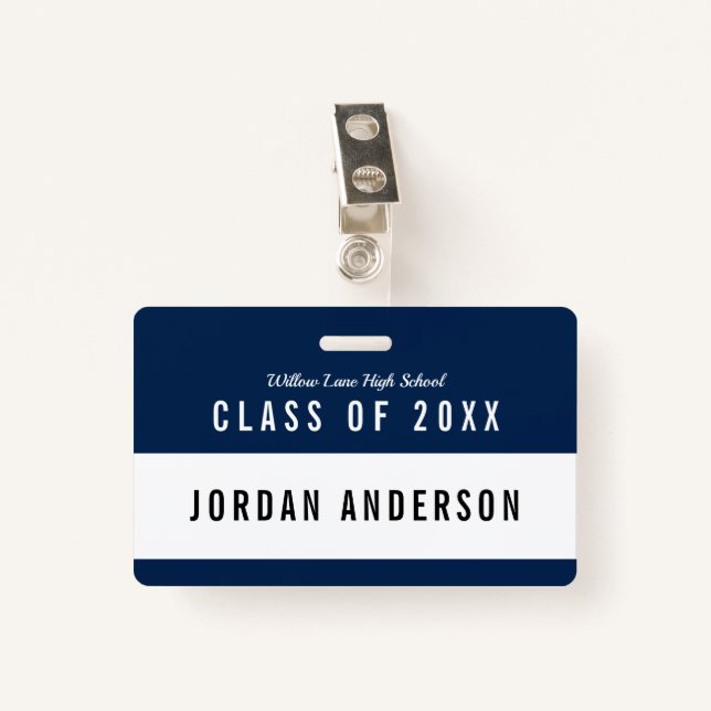 Editable Colour School Class Reunion Name Badge (Front with Clip)