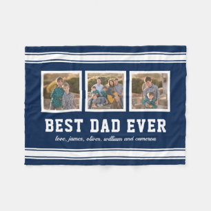 Editable Colour Sporty Best Dad Ever Photo Collage Fleece Blanket