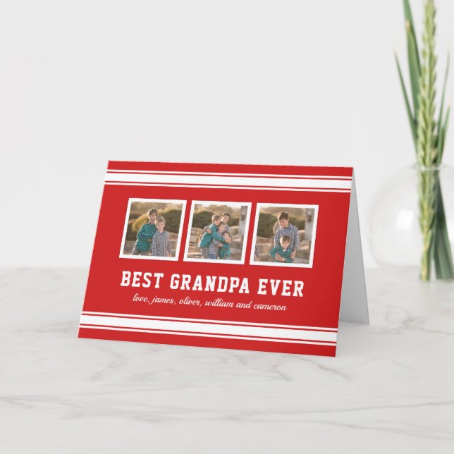 Editable Colour Sporty Best Grandpa Ever Photo Card (Front)