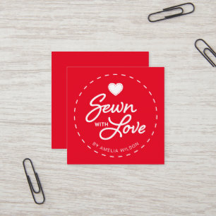 Editable Colour Stylish Sewn with Love Social Medi Square Business Card