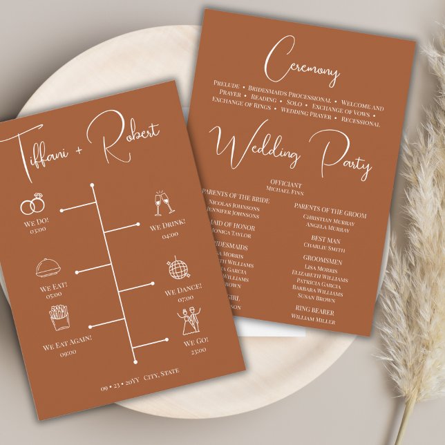 Editable Colour Terracota Wedding Ceremony Program (Creator Uploaded)